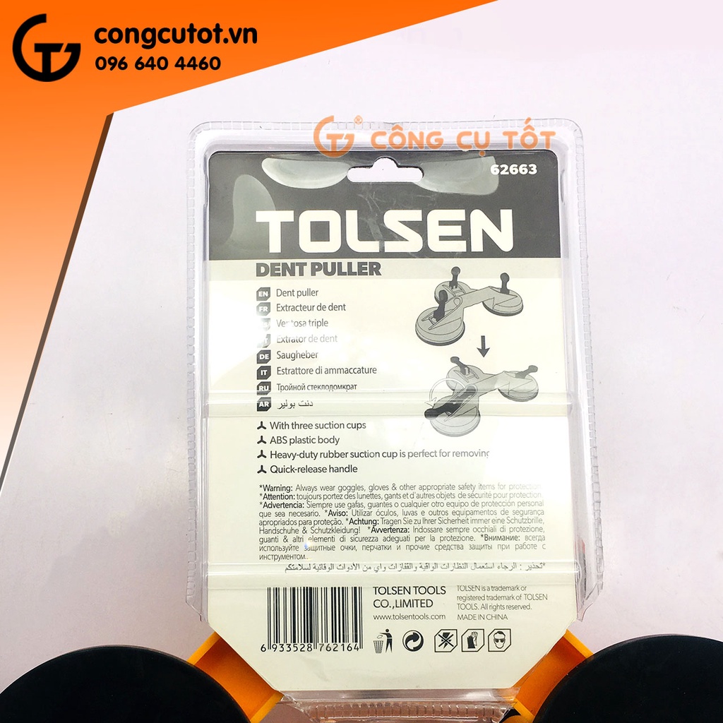 Hít kính ba chấu thân nhựa ABS cốc Ø118mm hút 75kg TOLSEN