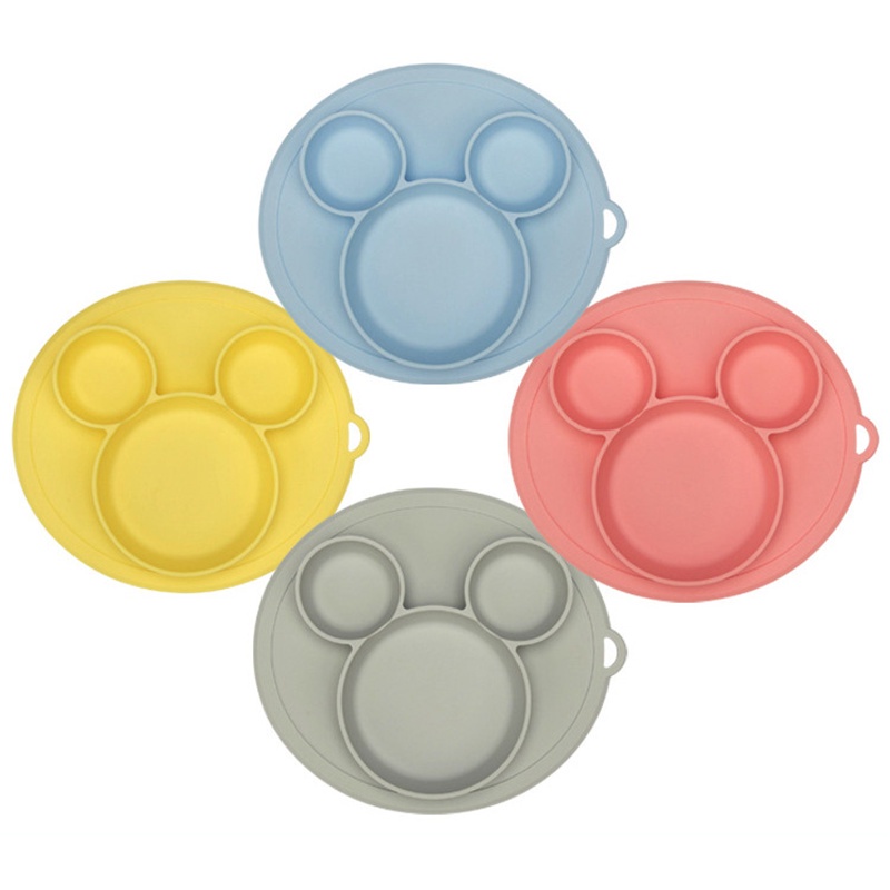 Bộ Đĩa Ăn Bằng Silicone Có Giác Hút Chống Trượt Cho Bé