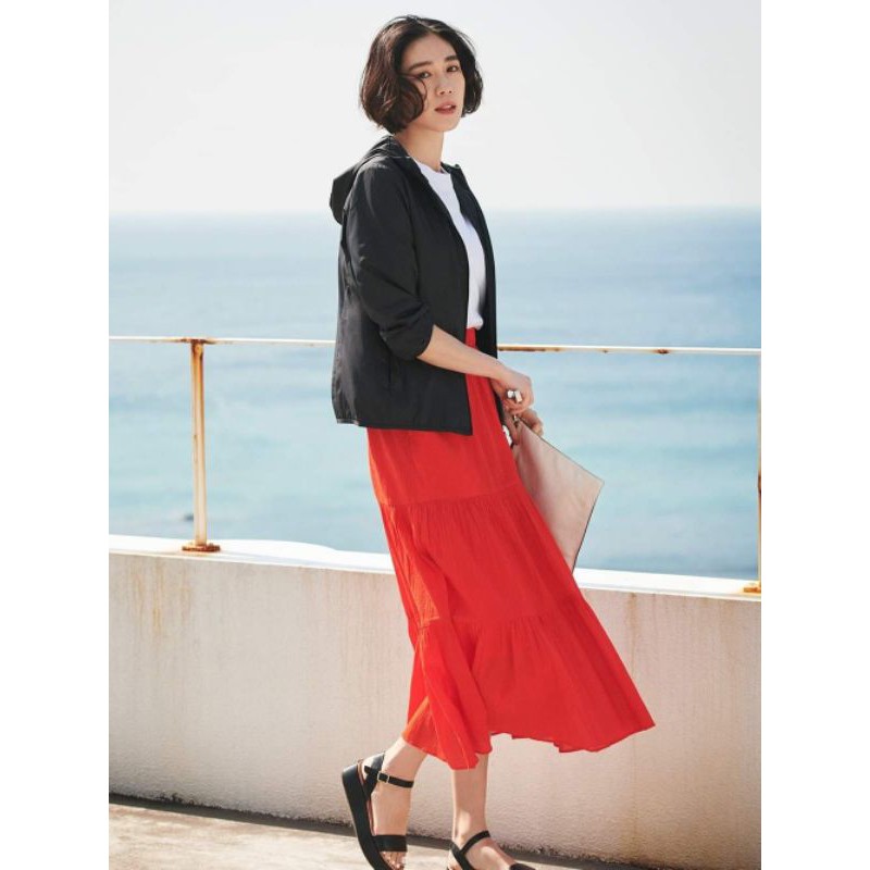 (UNIQLO Nhật chính hãng) Nữ - Chân váy cạp chun dáng xoè dài xếp tầng | BigBuy360 - bigbuy360.vn