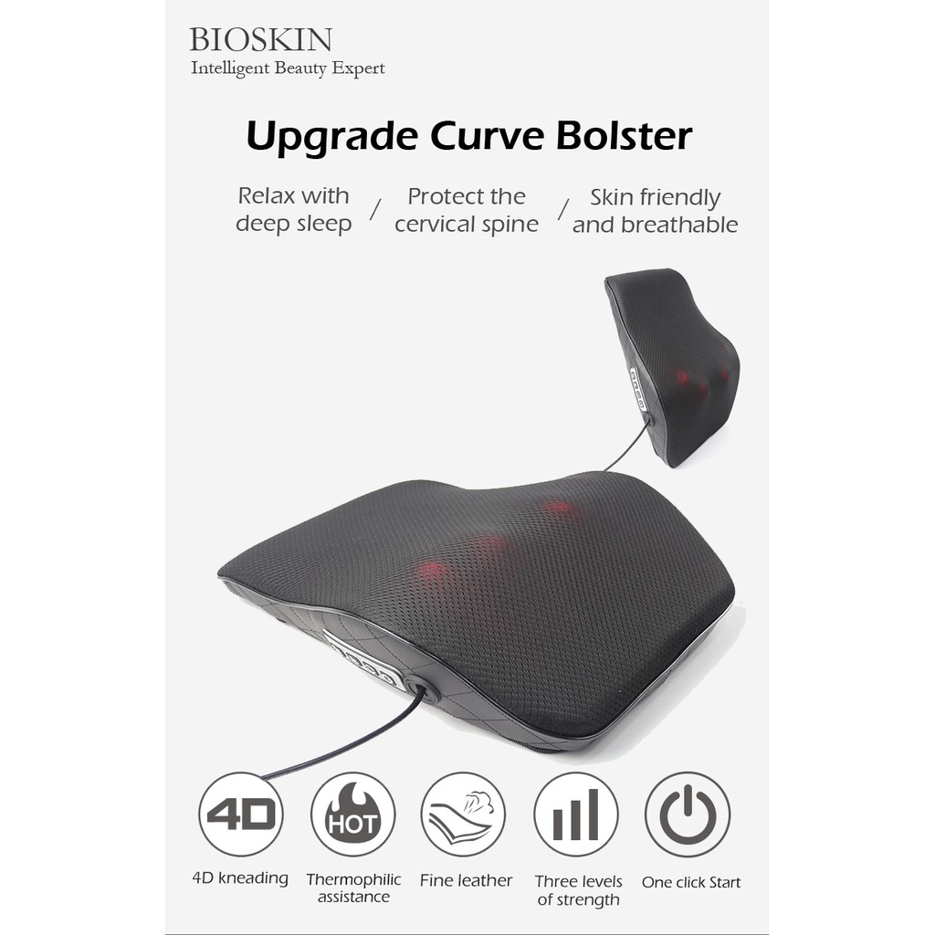 BIOSKIN Smart Massage Cushion Kneading Vibrating Heating Electric Massager Pillow for Body Lumbar Neck Back Relief Pain Home Office Health Care