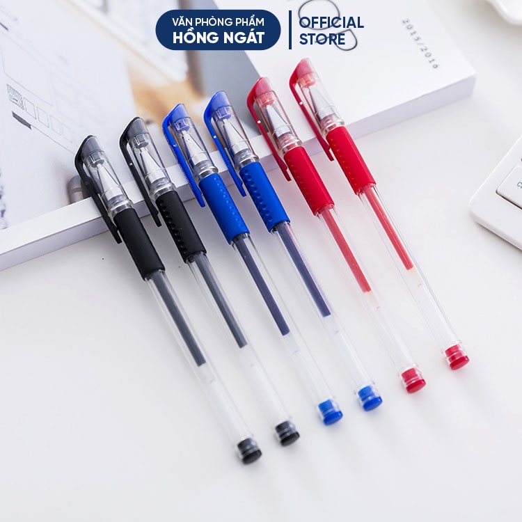 Bút bi nước văn phòng 0.5mm, mực đều nét chữ đẹp đủ màu xanh đen đỏ đồ dùng học tập văn phòng phẩm B35