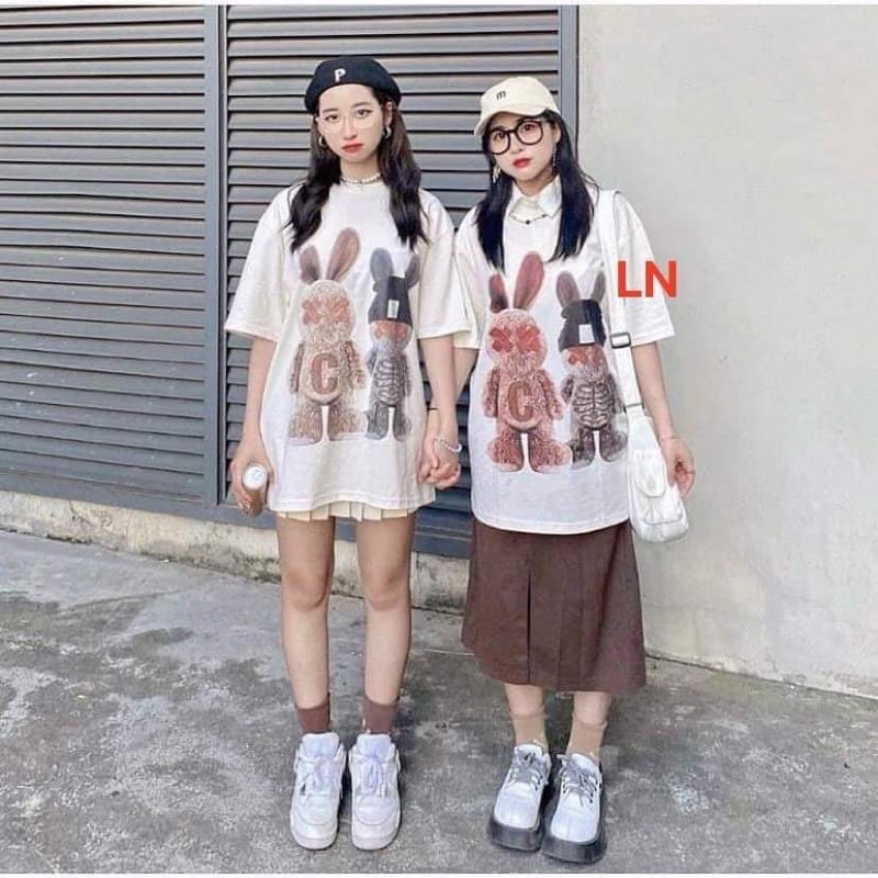 Áo phông 2 thỏ mắt X chữ C TH6