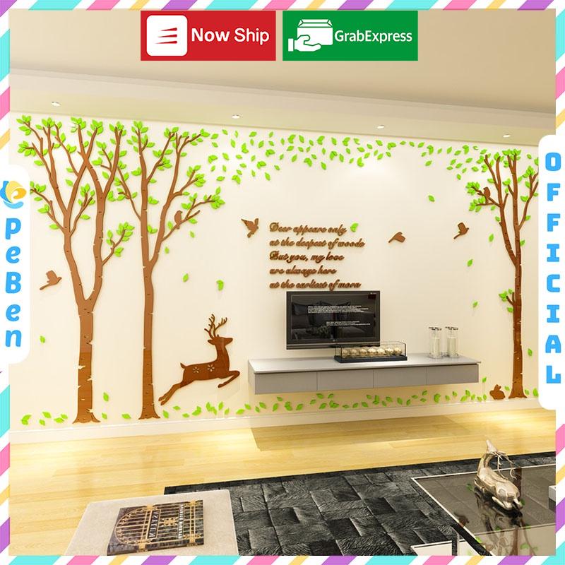 Tranh dán tường mica 3d decor khổ lớn quang cảnh thiên nhiên trang trí phòng khách, phòng ngủ Nhiều Size - EPeBen