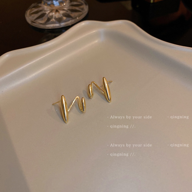 Khuyên tai DREJEW 2 hình chữ Z mạ vàng/ bạc phong cách Hàn Quốc độc đáo thời trang cho nữ