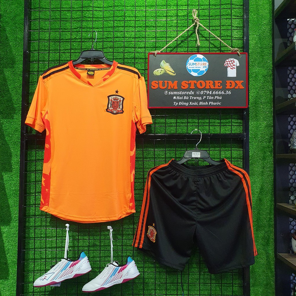 Tây Ban Nha Cam SV - Áo Bóng Đá Thun Lạnh Cao Cấp