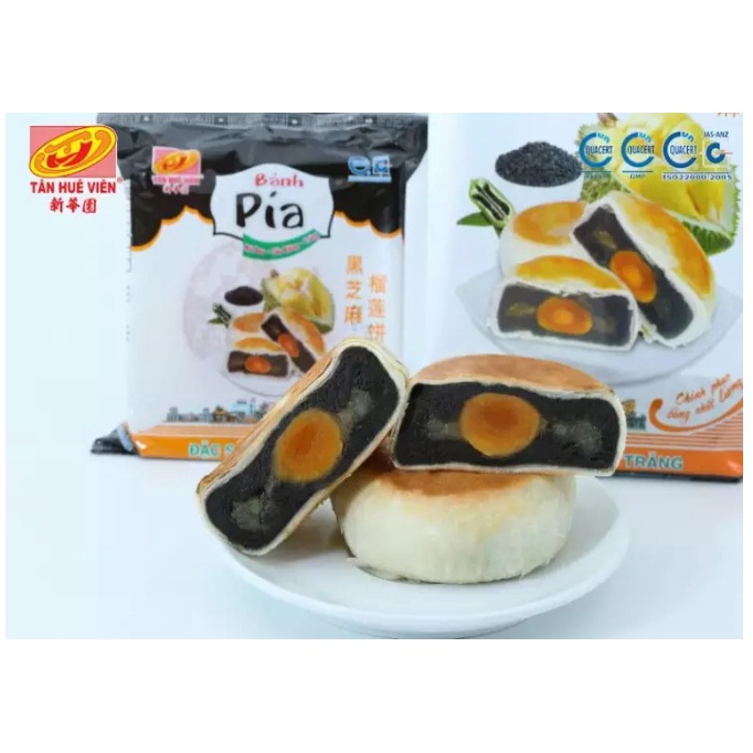 Bánh pía mè đen sầu riêng trứng Tân Huê Viên gói 4 cái 540g Đặc Sản Miền Tây