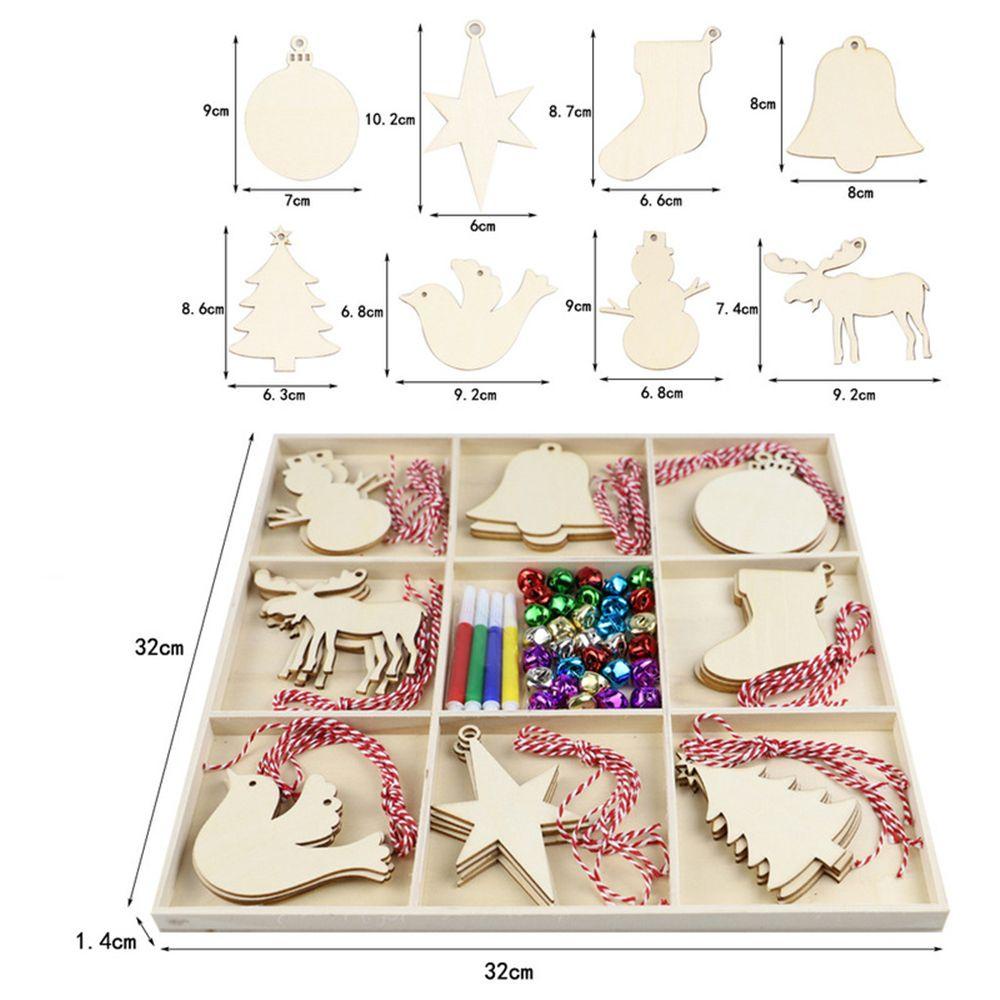 Set 100 Phụ Kiện Treo Trang Trí Cây Thông Noel Bằng Gỗ Màu Đỏ Sang Trọng