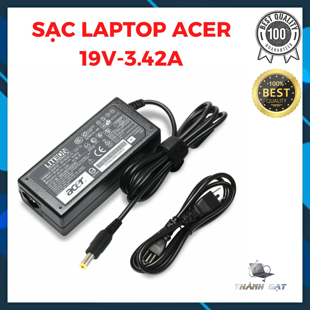 Sạc laptop acer 4736 4810T 5830 4738 4739 5810 4741 4752 E1-471 4750 19v-3.42a - Tặng kèm dây sạc AC