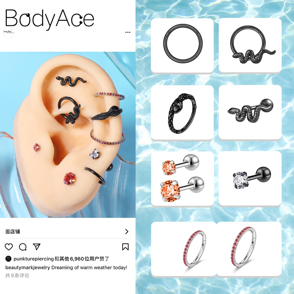 Set 1 / 3 Khuyên Xỏ Sụn Tai Bằng Thép Không Gỉ Nhiều Màu Sắc Cá Tính