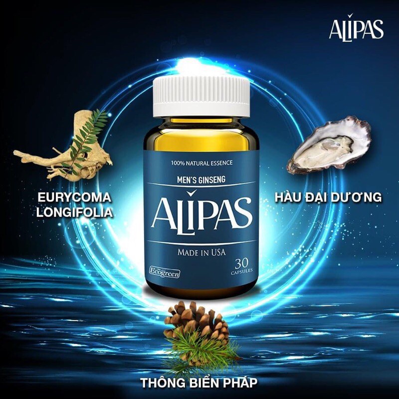 Sâm Alipas Platinum Hộp 30 Viên, Sinh Lý Nam, Chính Hãng, Bổ Thận, Tráng Dương