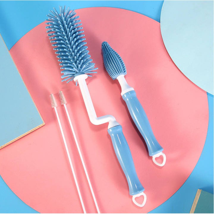 Bộ Cọ Rửa Bình Sữa Silicon 3 Chi Tiết Tay Xoay 360 độ Cao Cấp