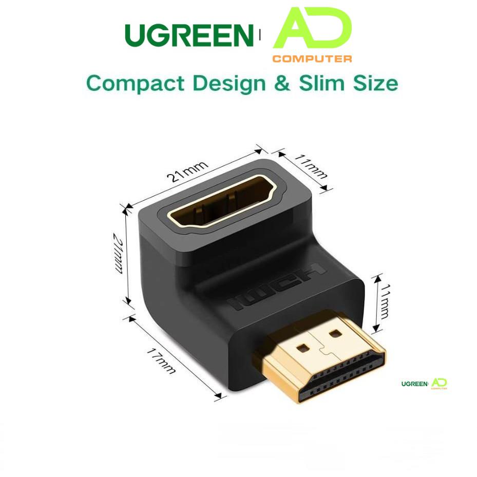 Đầu nối cổng HDMI male sang HDMI female vuông góc 90 độ UGREEN 20109  - Hàng phân phối chính hãng - Bảo hành 18 tháng