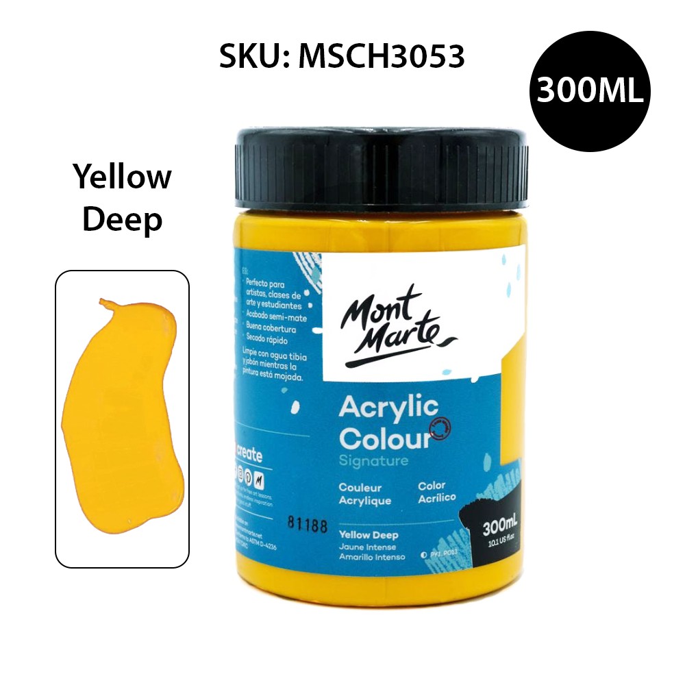 Màu Acrylic Mont Marte 300ml - Yellow Deep - Acrylic Colour Paint Signature 300ml (10.1oz) - MSCH3053