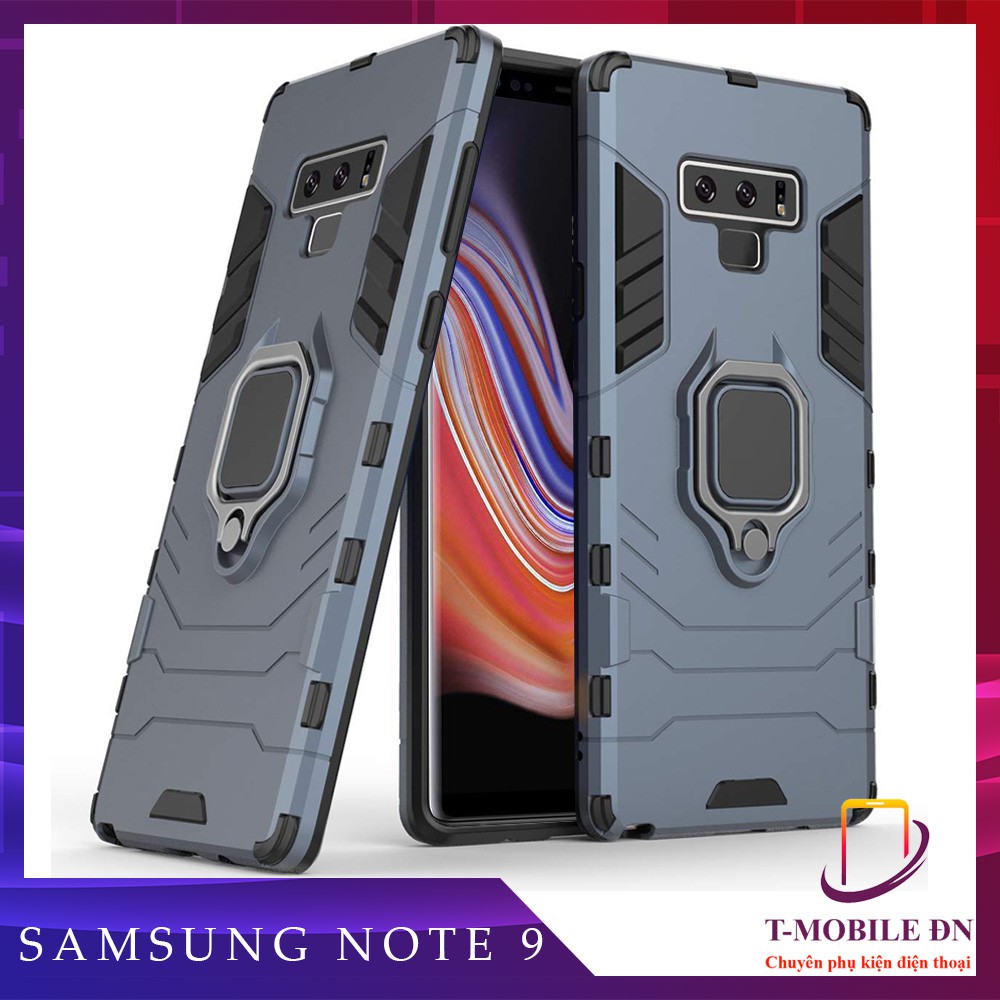 Ốp lưng Samsung Note 9, Ốp iron man chống sốc kèm nhẫn iring chống xem video cho Samsung Note 9