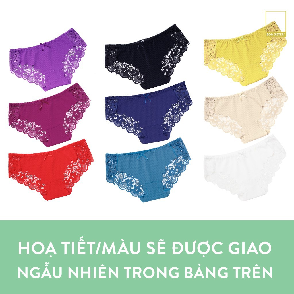 [Mã FAMALLT5 giảm 15% đơn 150k] Quần lót thun phối ren màu trơn BOM SISTER Q2511 | BigBuy360 - bigbuy360.vn