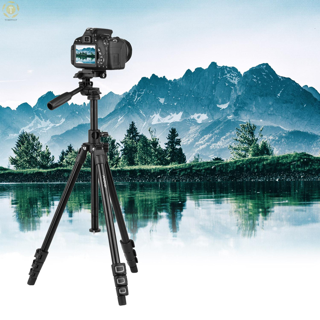 Shipped within 12 hours】 Andoer Q160HA Professional Video Tripod Horizontal Mount Heavy Duty Camera Tripod with 3-Way Pan & Tilt Head for DSLR Cameras Camcorders Mini Projector Compatible with Canon Nikon Sony Tripod [TO]