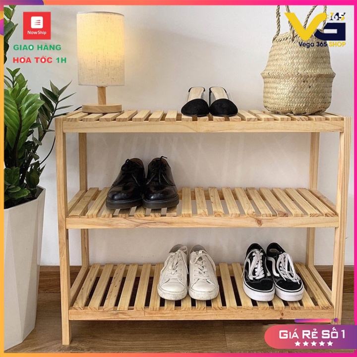 Kệ Giày Dép Gỗ  Thông 3 Tầng Decor, Trang Trí Phòng Vega365.vn