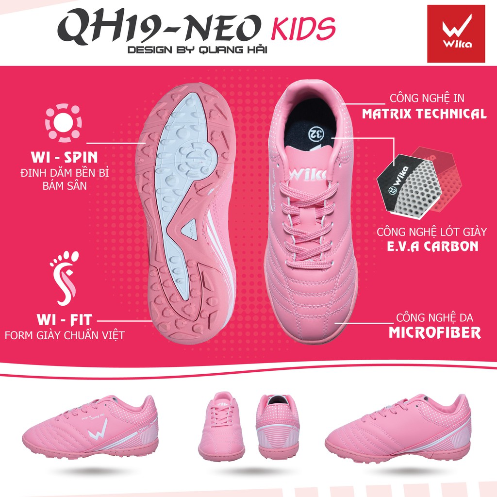 [CHÍNH HÃNG ]Giày bóng đá nam sân cỏ nhân tạo Wika QH19 NEO chính hãng đẹp bền giá rẻ KM - Tặng Tất chống trượt