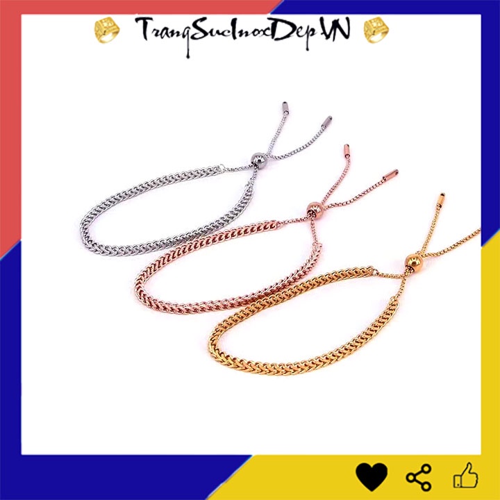 Lắc tay titan nữ bảng vuông kiểu rút siêu đẹp, bền màu, đem lại vẻ quyến rũ cho đôi tay của bạn