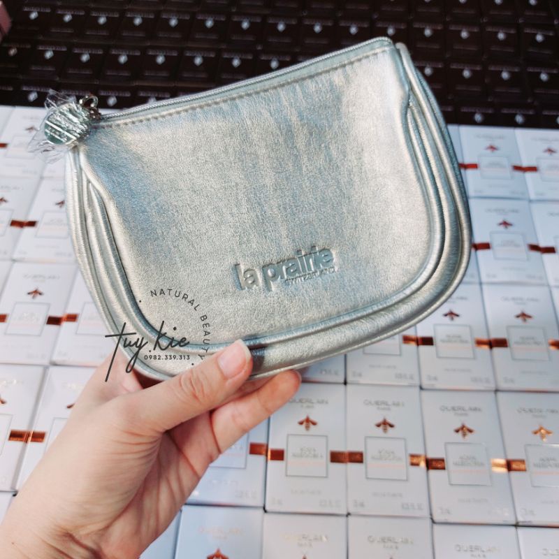 [ Gift Hãng 2021 ] Túi Đựng Mỹ Phẩm La Prairie Cosmetic Bag Silver