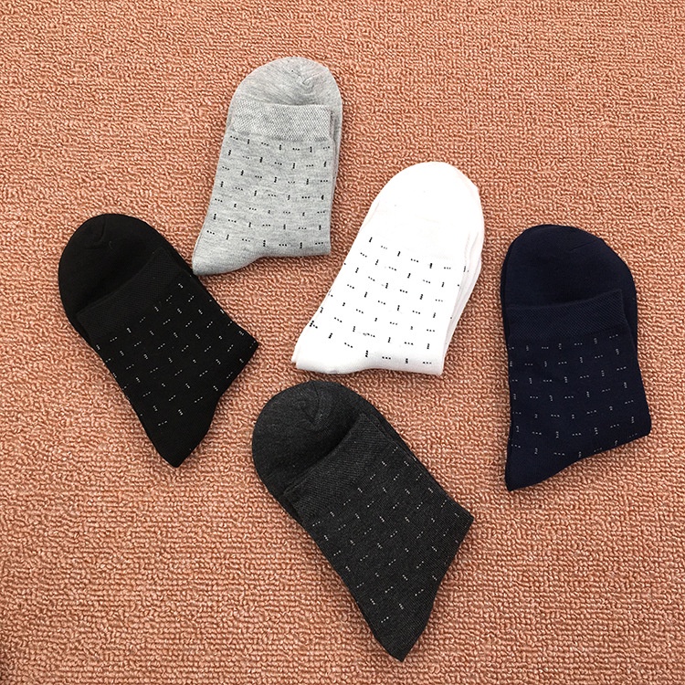 Set 5 đôi tất họa tiết cao cổ đi giày tây 100% cotton thoáng mát