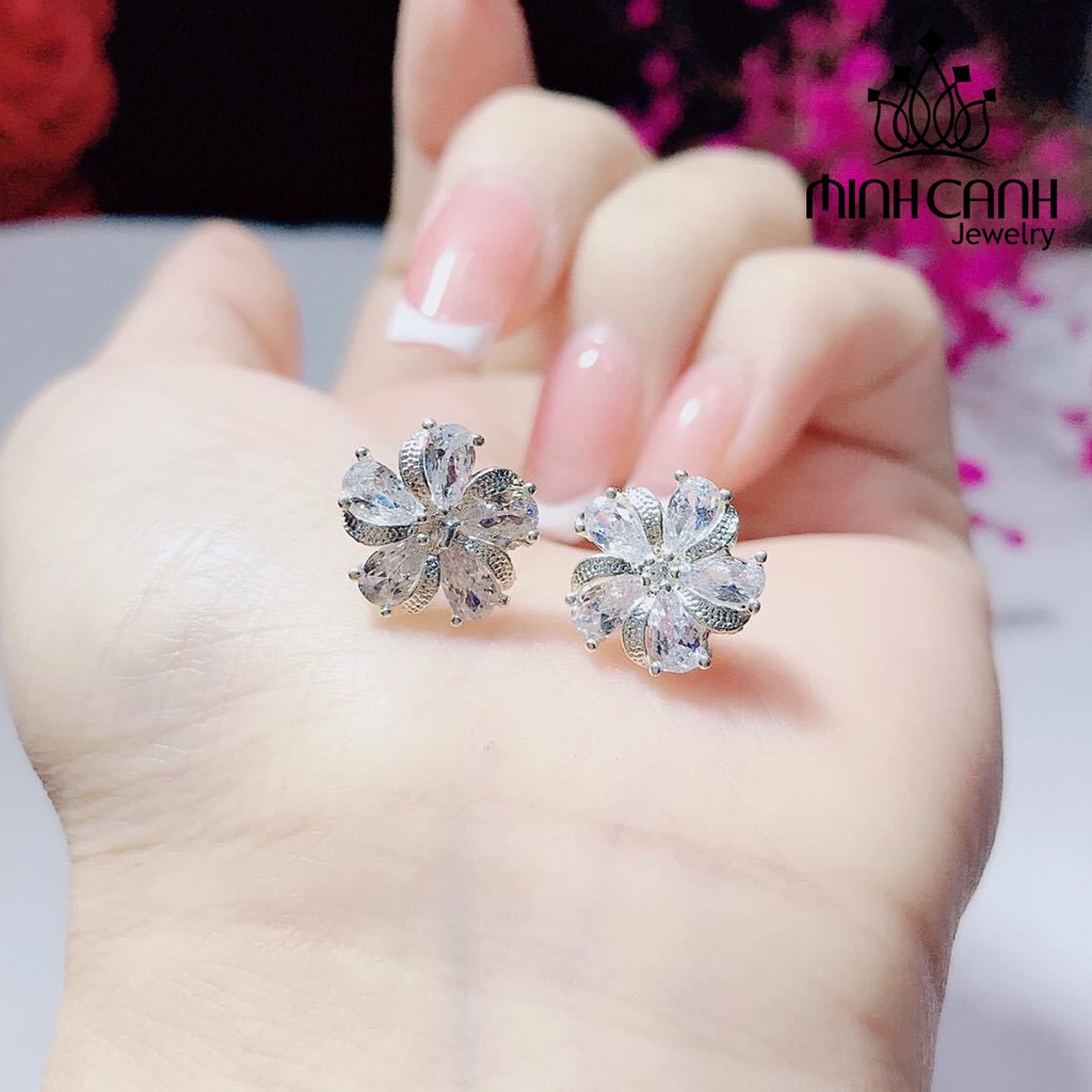 Bông Tai Bạc Nữ Hoa 5 Cánh Xoắn - Minh Canh Jewelry