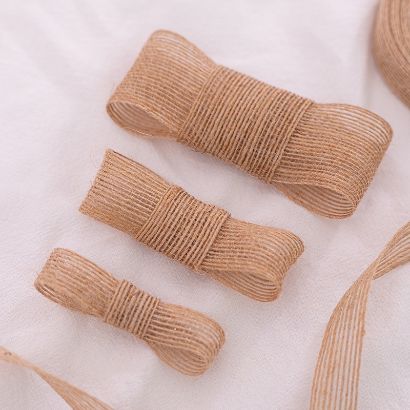 Dây Ruy Băng Gai Xương Cá, Ruy Băng Dây Thừng Làm Handmade Trang Trí Quà, Buộc Hoa Bản 2,5cm-15