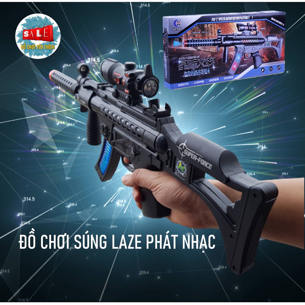 Đồ Chơi Súng Nhựa Laze Phát Nhạc Dùng Pin Dành Cho Bé (Tặng kèm pin)