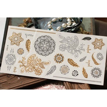 Miếng Dán Hình Xăm Kim Loại Bạc Phong Cách Âu Mỹ Cho Điện Thoại