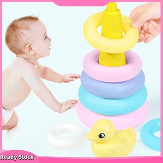 Đồ chơi thảy vòng vào tháp màu bánh macaron 9 vòng hỗ trợ giáo dục cho bé