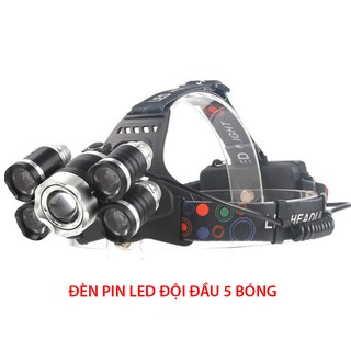 ĐÈN PIN ĐỘI ĐẦU 5 BÓNG LED SIÊU SÁNG
