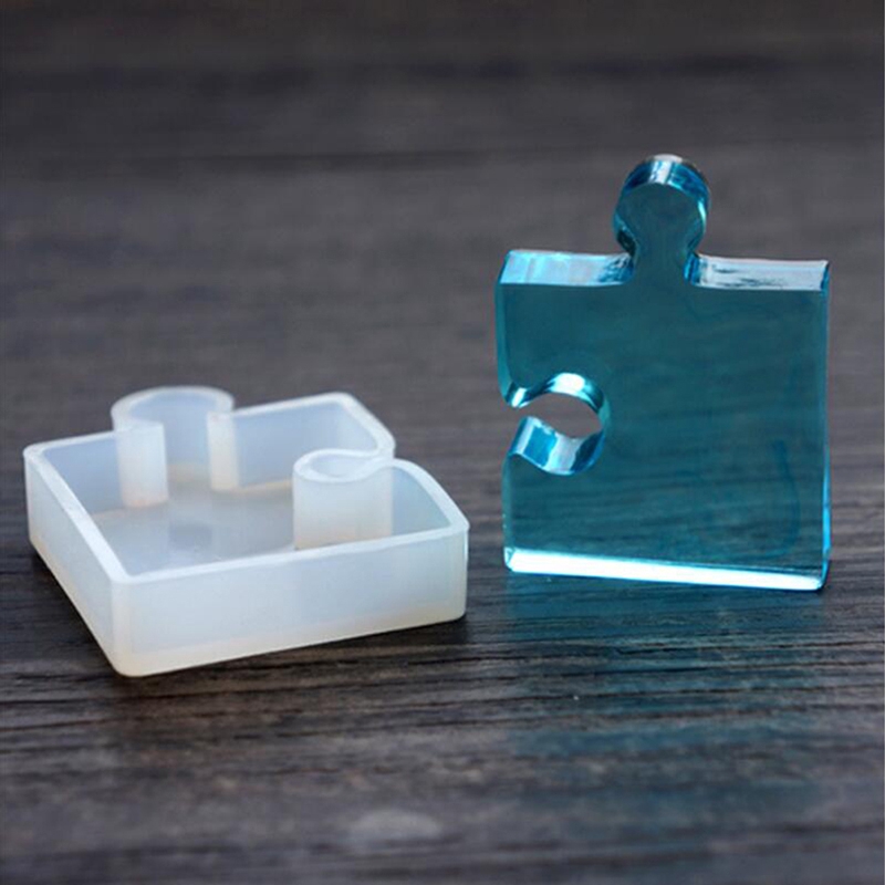 Set 4 Khuôn Silicone Làm Mặt Dây Chuyền Hình Mảnh Ghép Độc Đáo