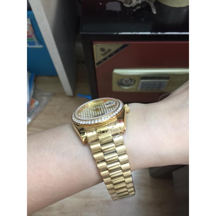 Đồng hồ Nam Rolex máy nhật dòng cơ Automatic day date vành đá mặt đá