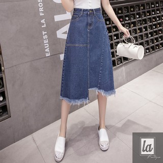 (ORDER) Chân váy denim chữ A cạp cao dáng dài bigsize 50kg - 100kg