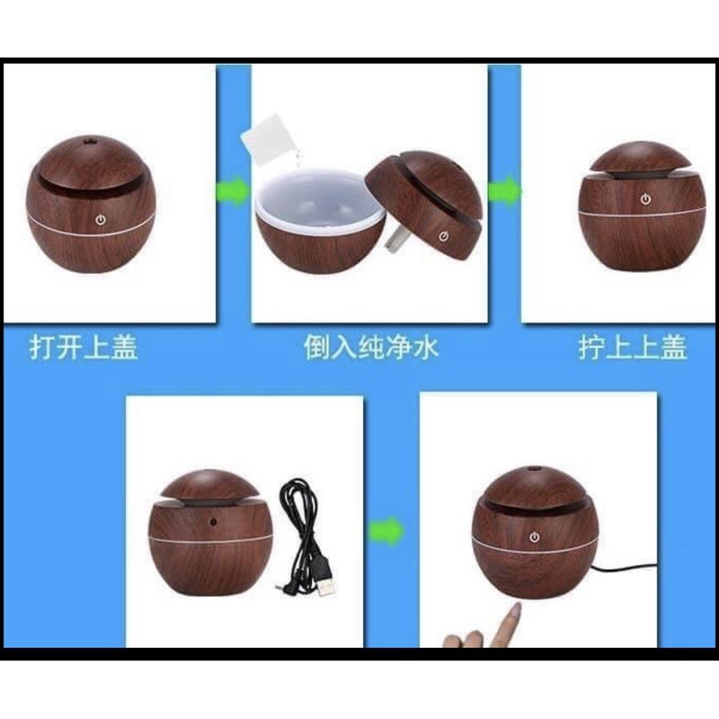 Máy Xông Tinh Dầu Vân Gỗ Mini Phun Sương Chống Muỗi Nhỏ Gọn Tiện Dụng