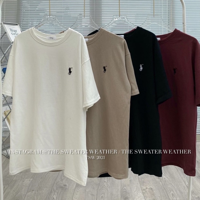 Áo phông thêu hình nhỏ basic oversize, áo phông tay lỡ thêu hình ngựa