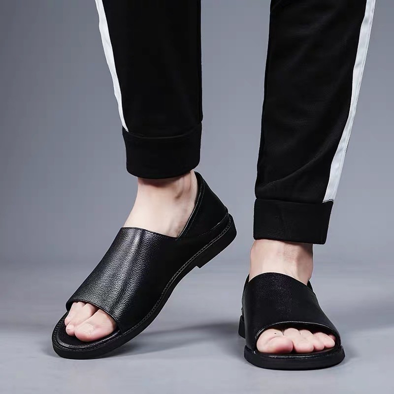 Dép Sandal Nam mùa hè, Dép quai hậu nam màu đen cao cấp
