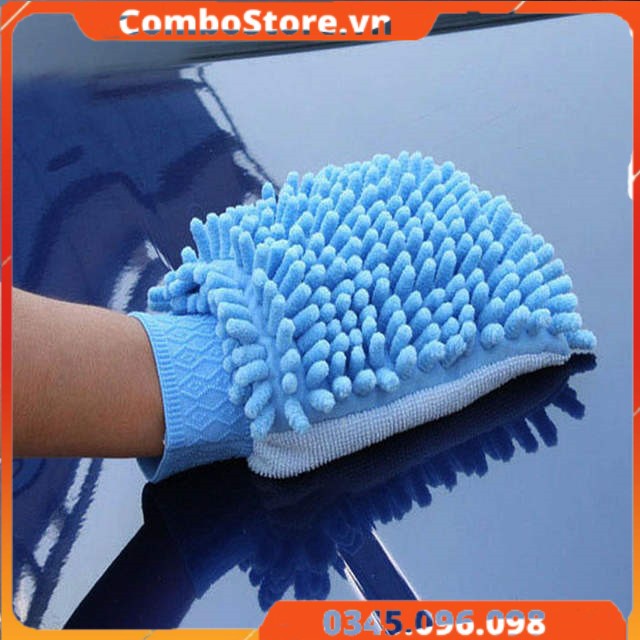 Găng tay rửa, sửa xe microfiber ô tô xe hơi san hô siêu mềm mịn tiện dụng