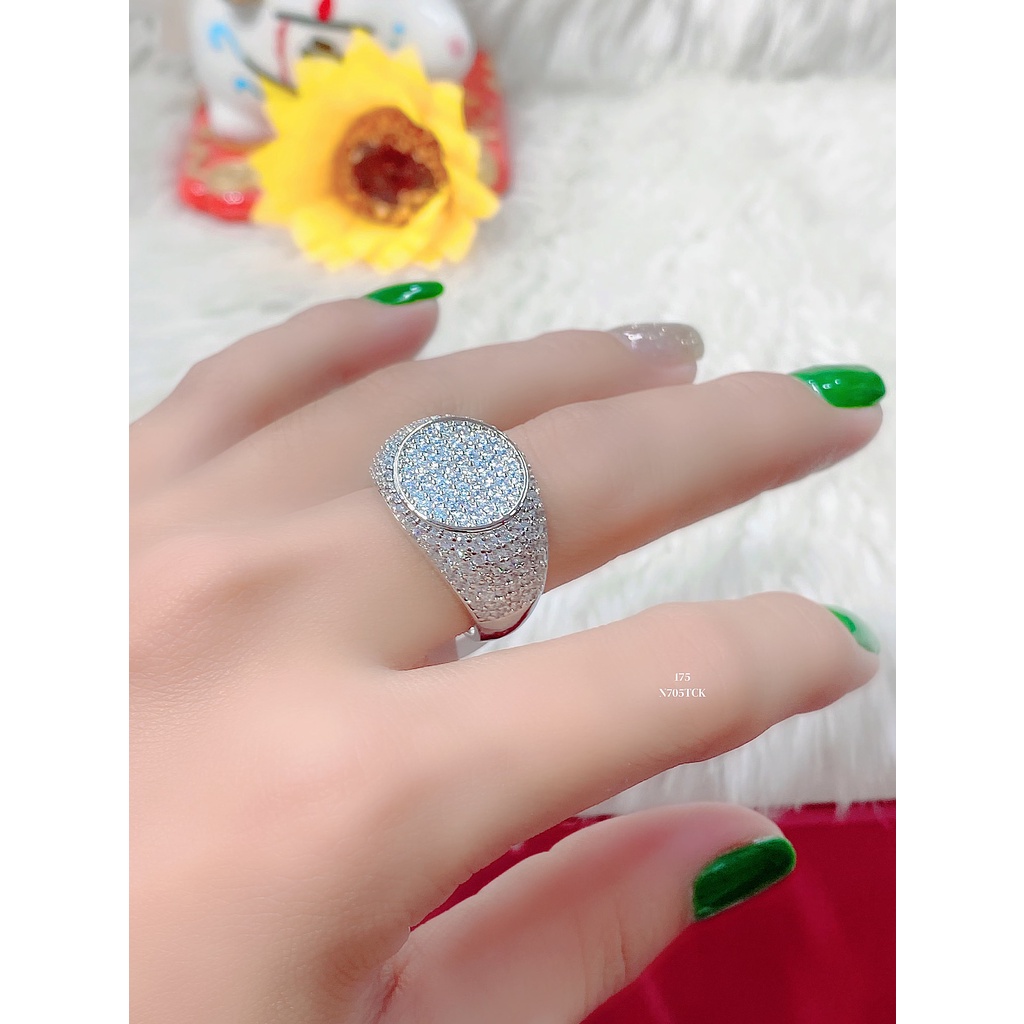 Nhẫn mặt tròn UHA mạ vàng 18k đính đá CZ N705VCK-142 - Trang Sức UHA