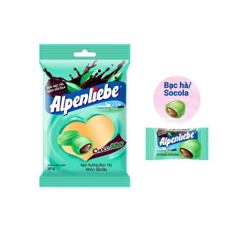 KẸO ALPENLIEBE CHOCOMINT(HƯƠNG BẠC HÀ NHÂN SOCOLA-GÓI 90V)