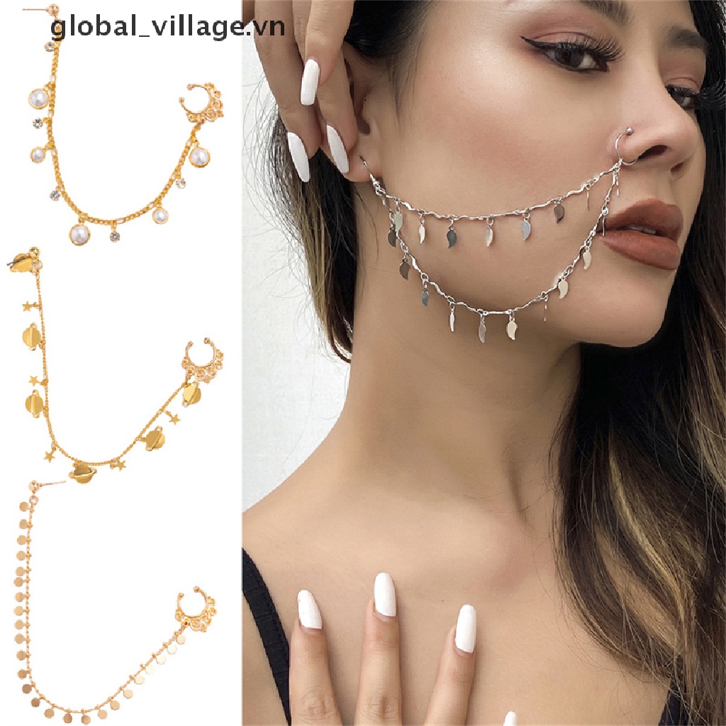 Khuyên Mũi Giả Dạng Chuỗi Tua Rua Phong Cách Punk Bohemian Quyến Rũ Thời Trang
