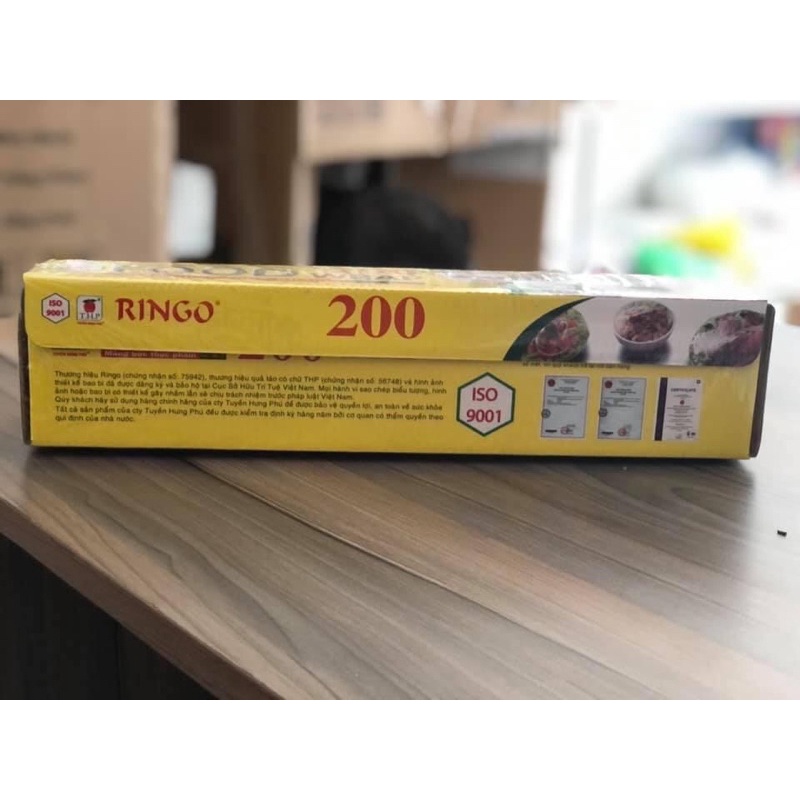 Màng Bọc Thực Phẩm Ringo Wrap 200, Dùng Được Trong Lò Vi Sóng, Tủ Lạnh An Toàn, Có Thanh Trượt Cắt Tiện Lợi