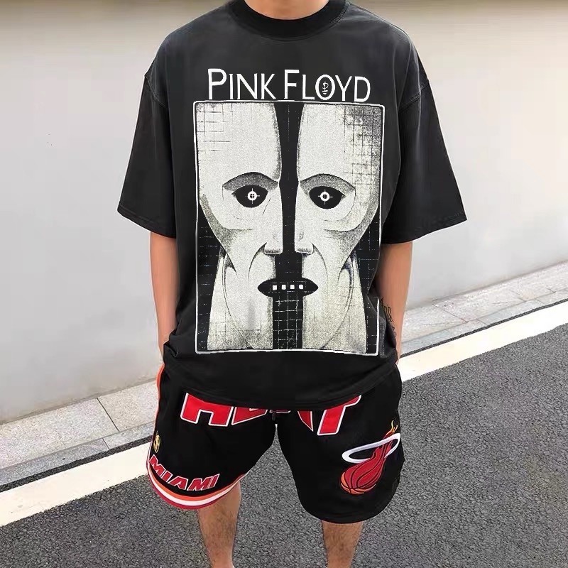 Áo Thun Cotton Tay Ngắn In Chữ Pink floyd Thời Trang Dành Cho Cặp Đôi