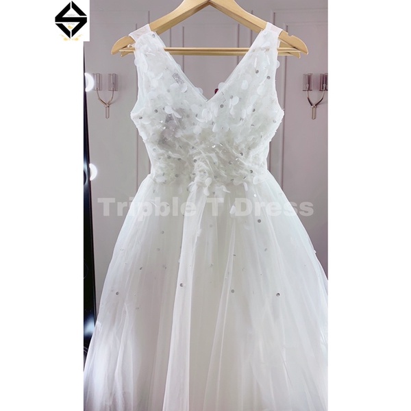 Đầm xoè công chúa TRIPBLE T DRESS kết cườm và hoa thêu nổi - size M/L - MS376V