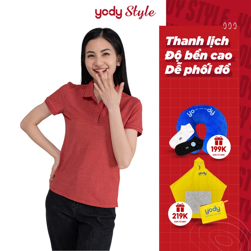 Áo phông polo nữ form rộng tay ngắn sợi MELANGE YODY trẻ trung, năng động - APN4142