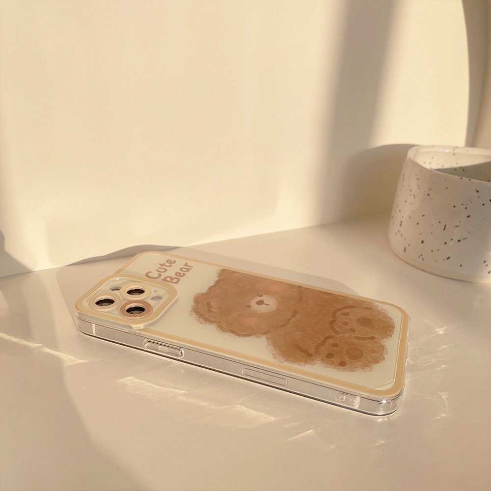 Ốp Điện Thoại TPU Mềm Trong Suốt Họa Tiết Gấu Vui Nhộn Cho iPhone 13 13Pro 12 11Pro Max X XS XR 6 6s 7 8 Plus SE 2020