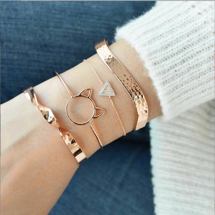 Bộ 4 vòng tay mạ vàng mix mẫu cá tính BAG U S4VONG35