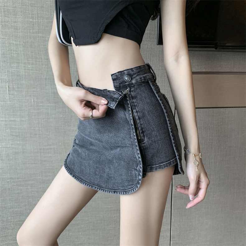 Jiashucheng Quần Short Denim Giả Váy Rộng Kích Thước Lớn Phong Cách Mới Mùa Hè Dễ Phối Đồ Cho Nữ