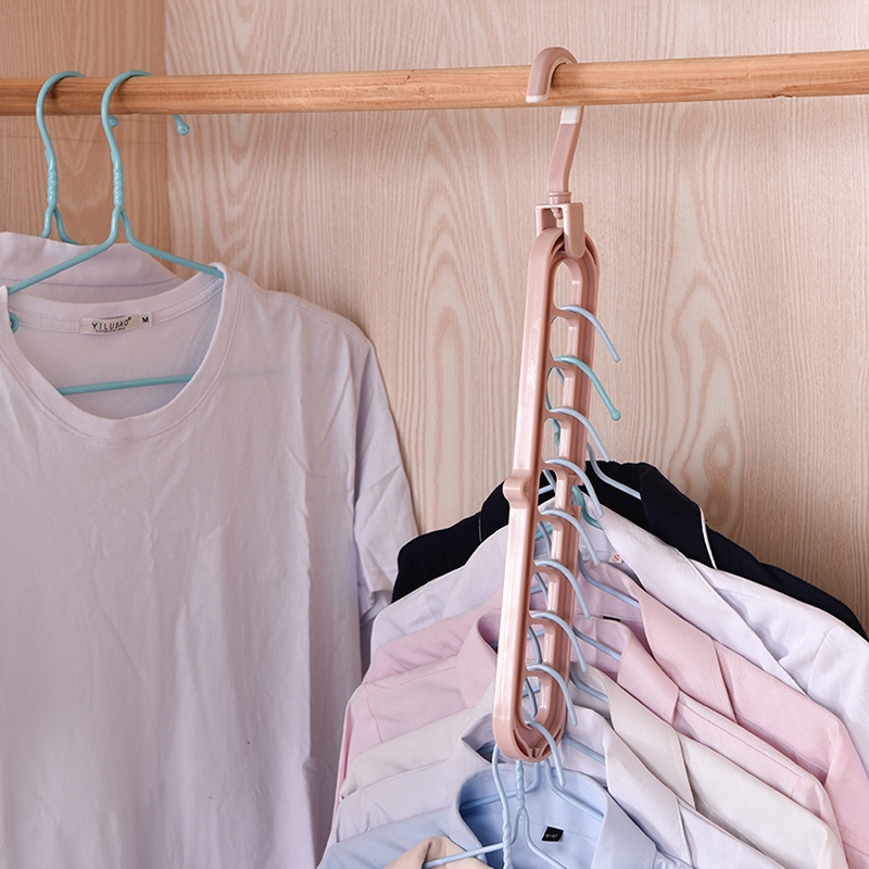 Móc treo quần áo 9 lỗ dạng xoay 360 độ chất liệu bền không chiếm diện tích