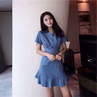 Đầm chữ a tay ngắn phối bèo thời trang xuân hè 150